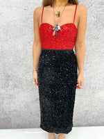 Bodice Style Sequin Top In Red