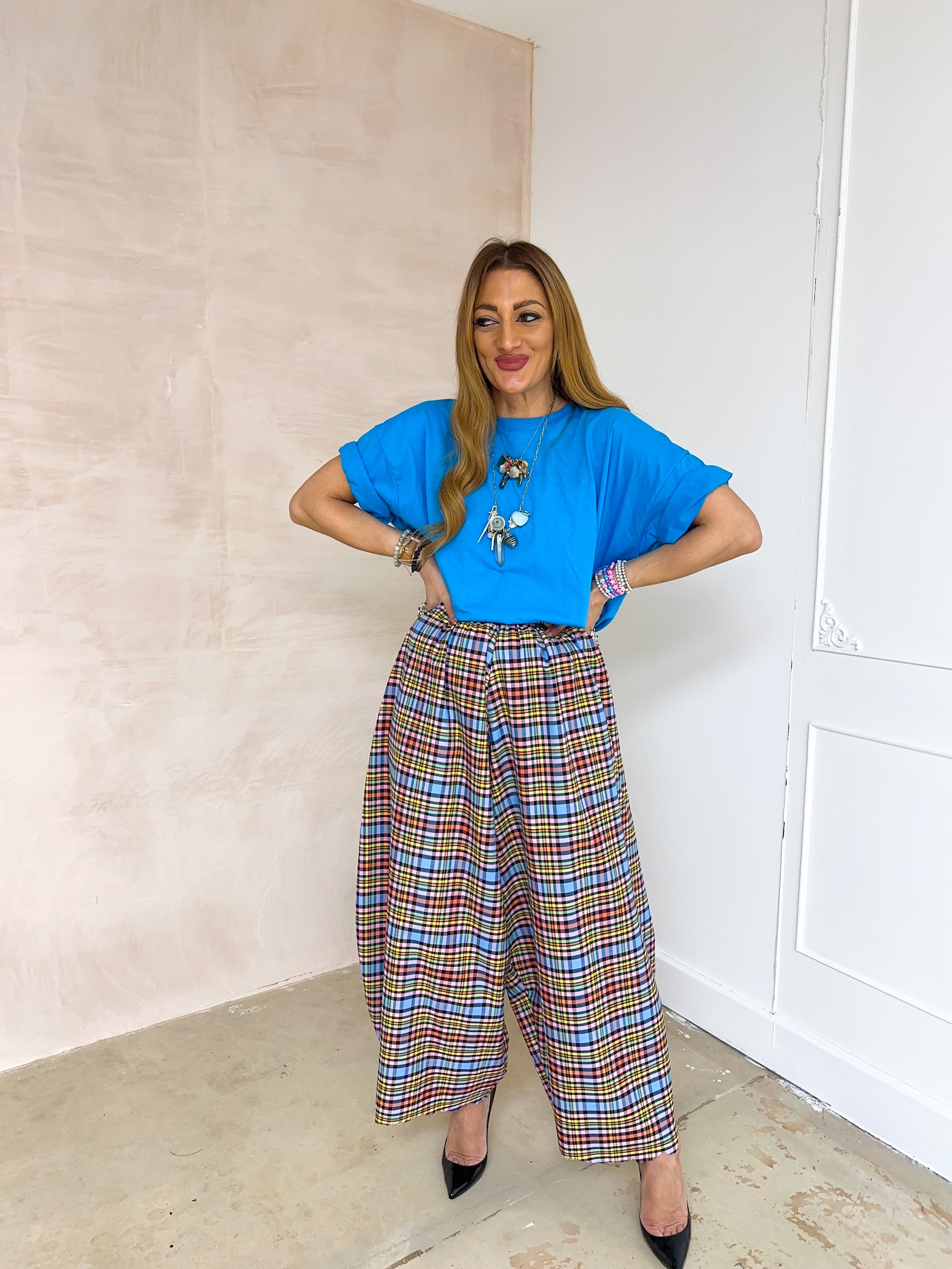 Cropped Basic T-Shirt In Blue