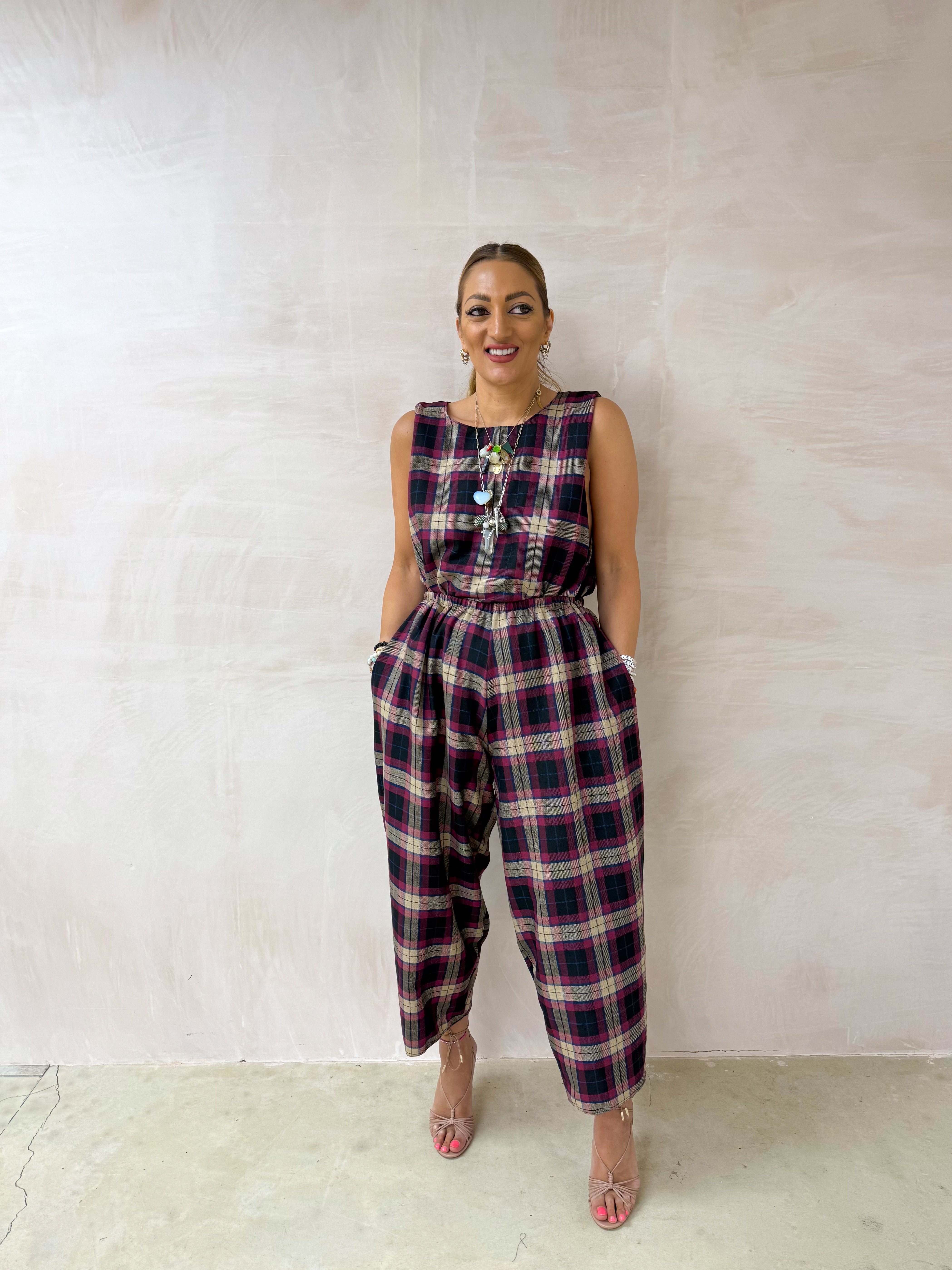 Muse Balloon Trousers In Purple Tartan