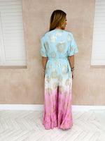 The Valentina Jumpsuit In Baby Blue/Pink Dip Dye