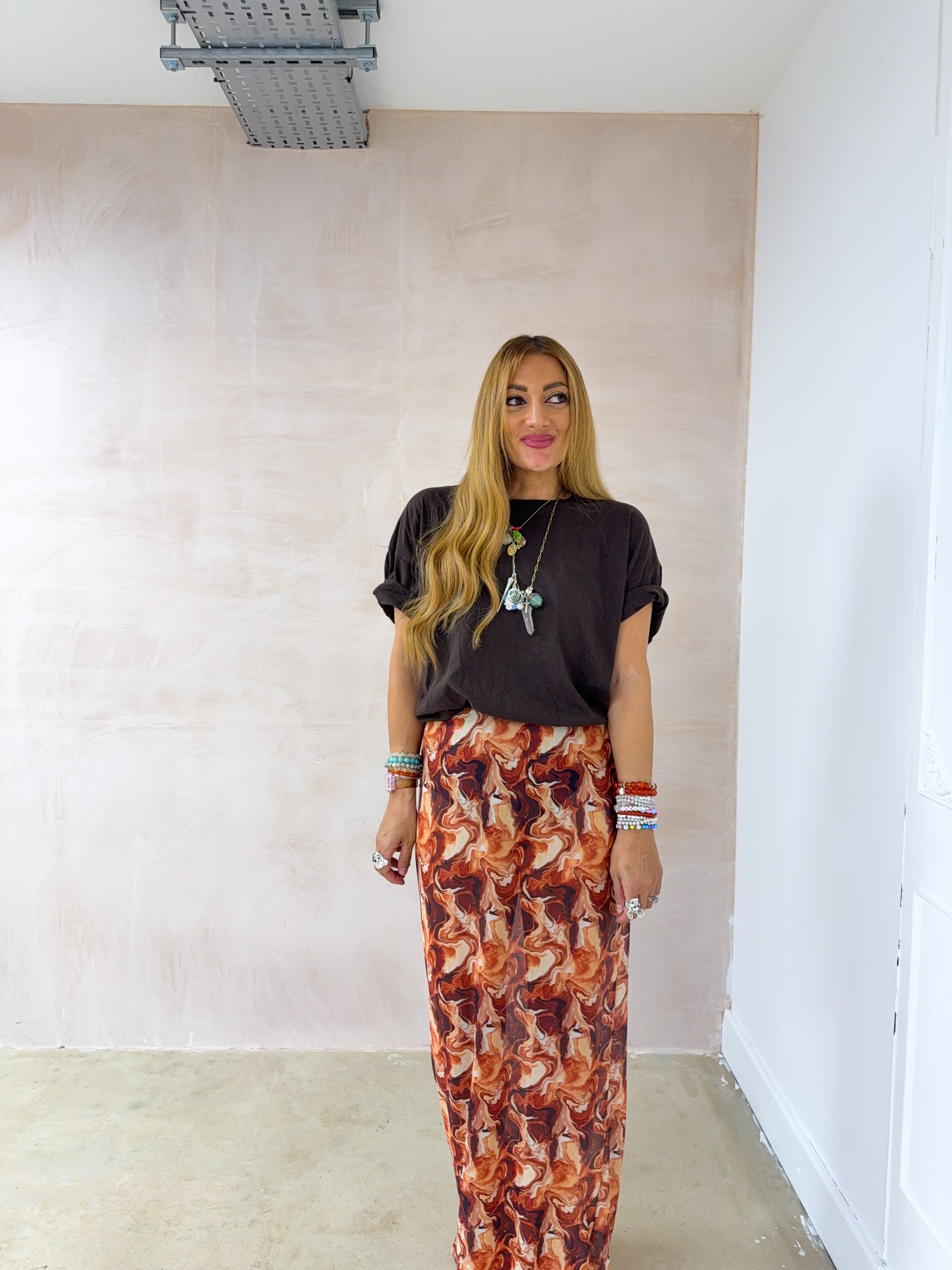 Cropped Basic T-Shirt In Brown