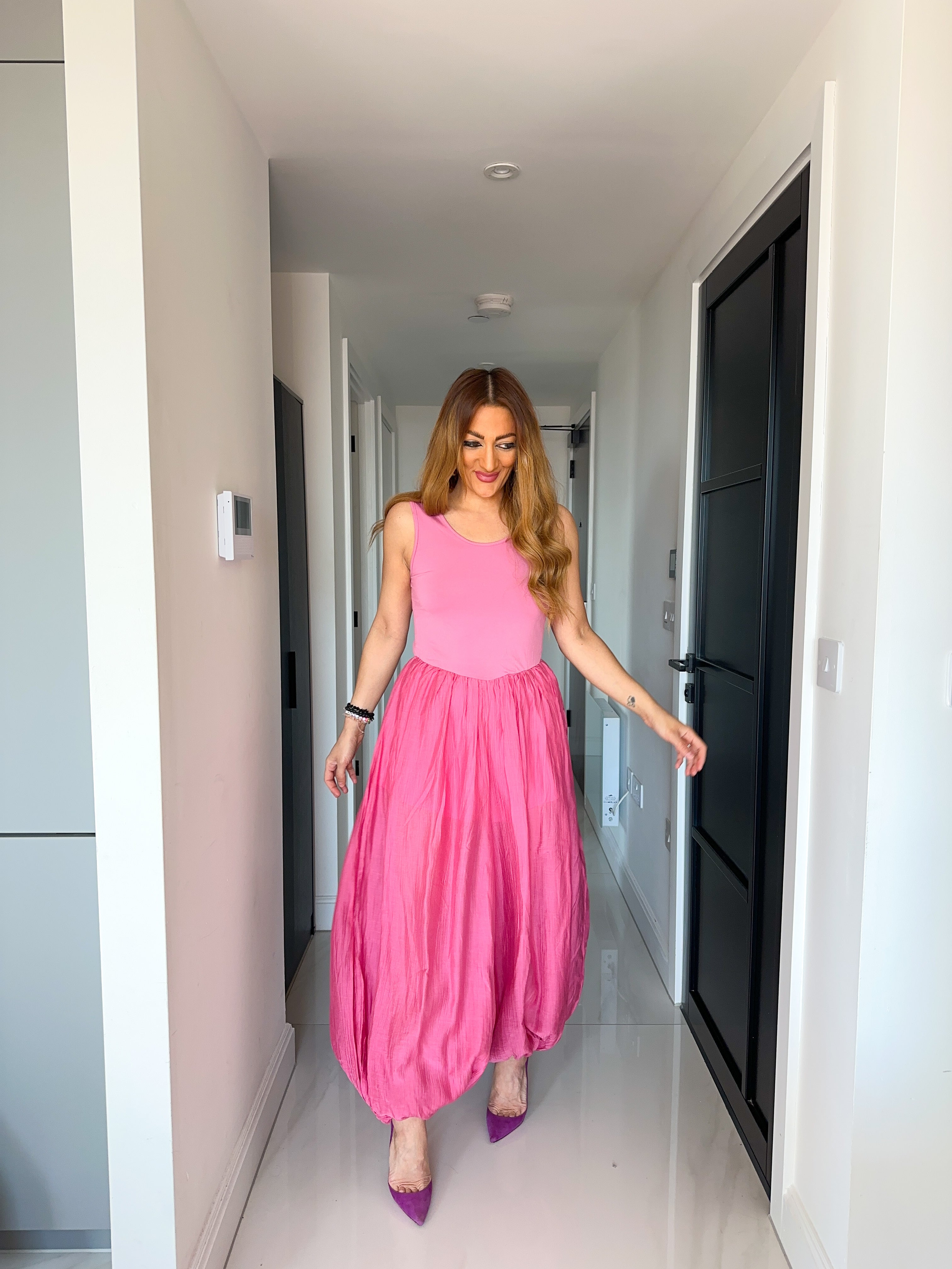 Aladdin Style Jumpsuit In Hot pink