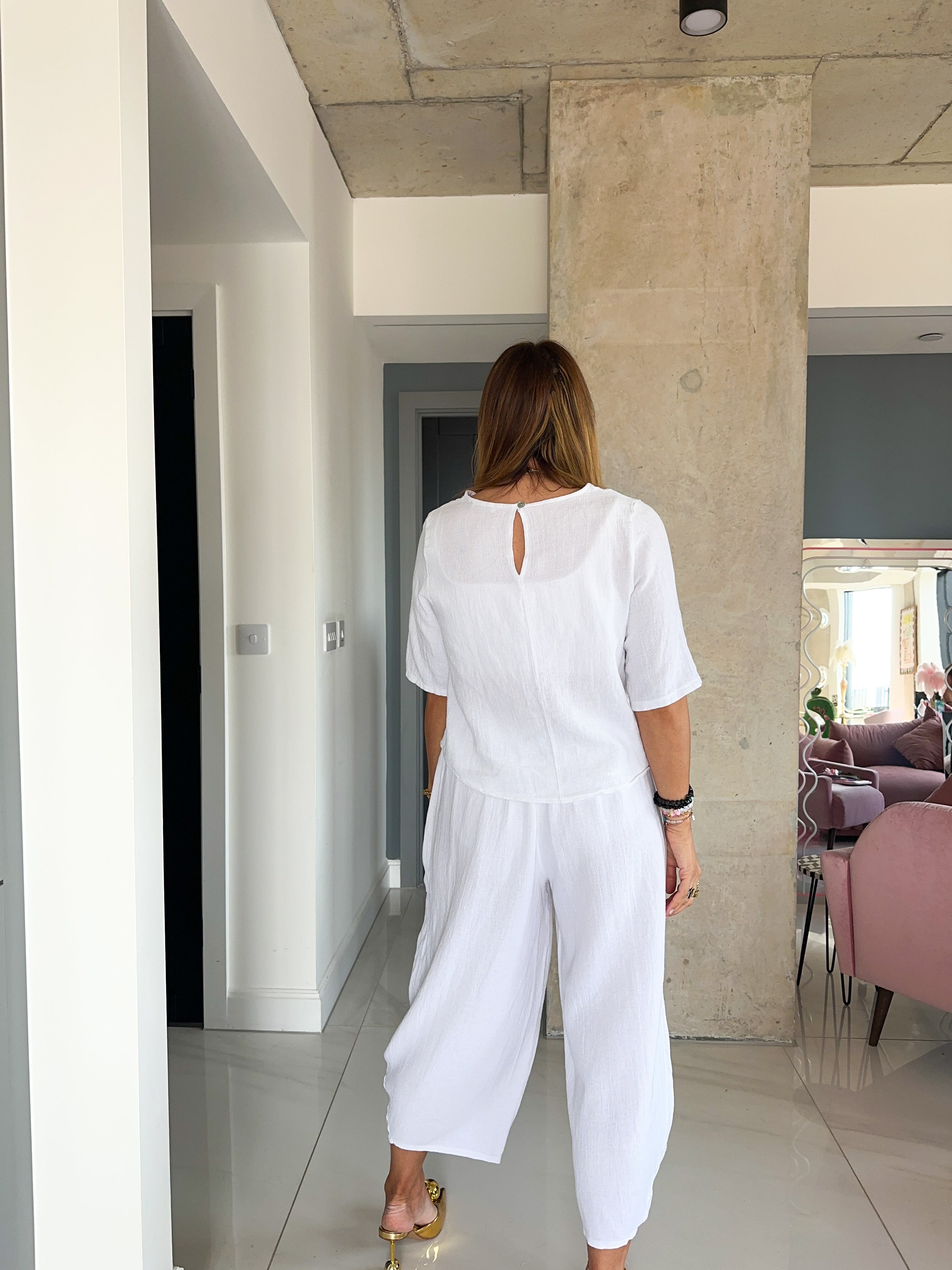 Basic Linen T-Shirt In White