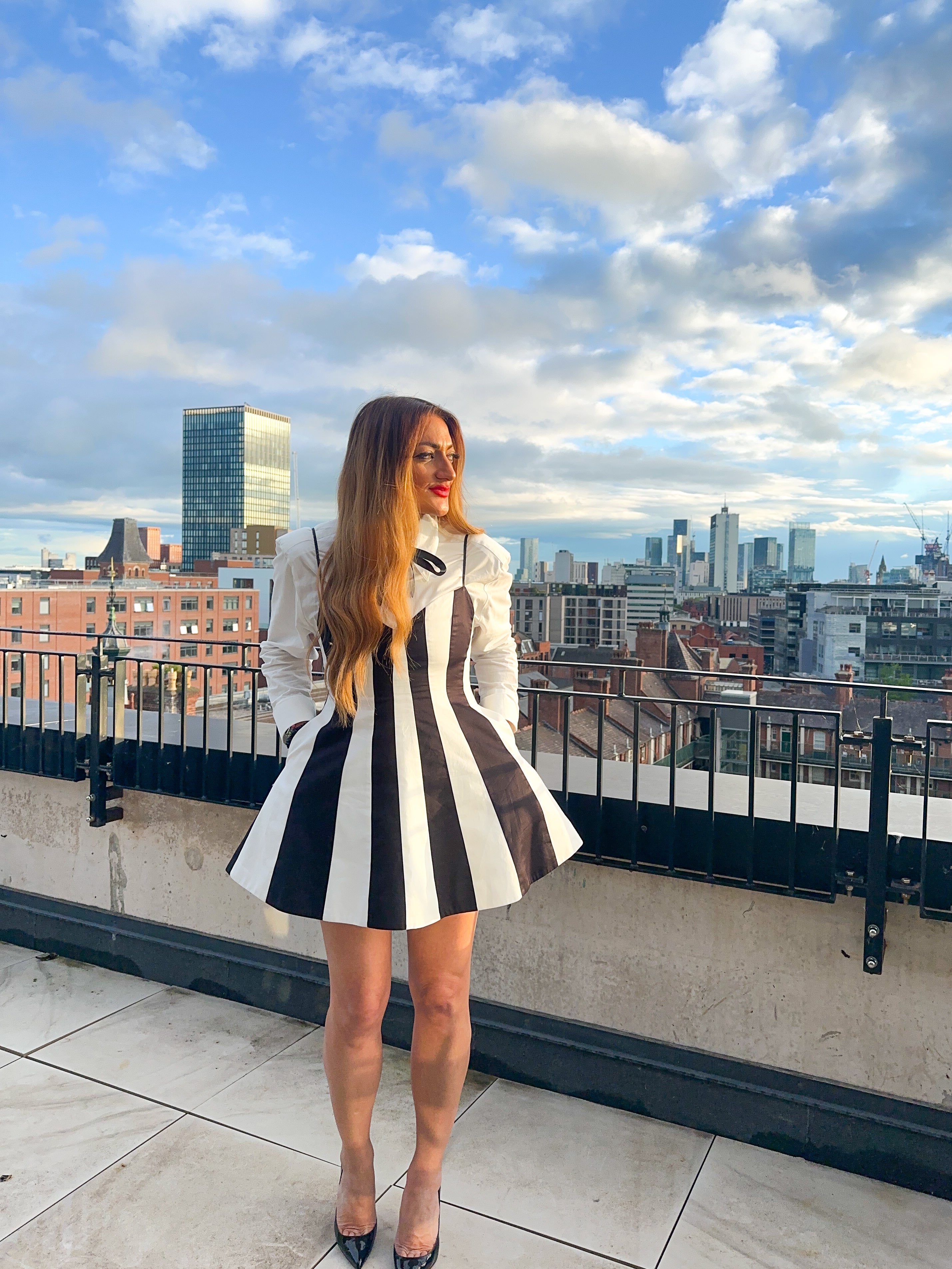 The Amari Dress In Black & White Stripe