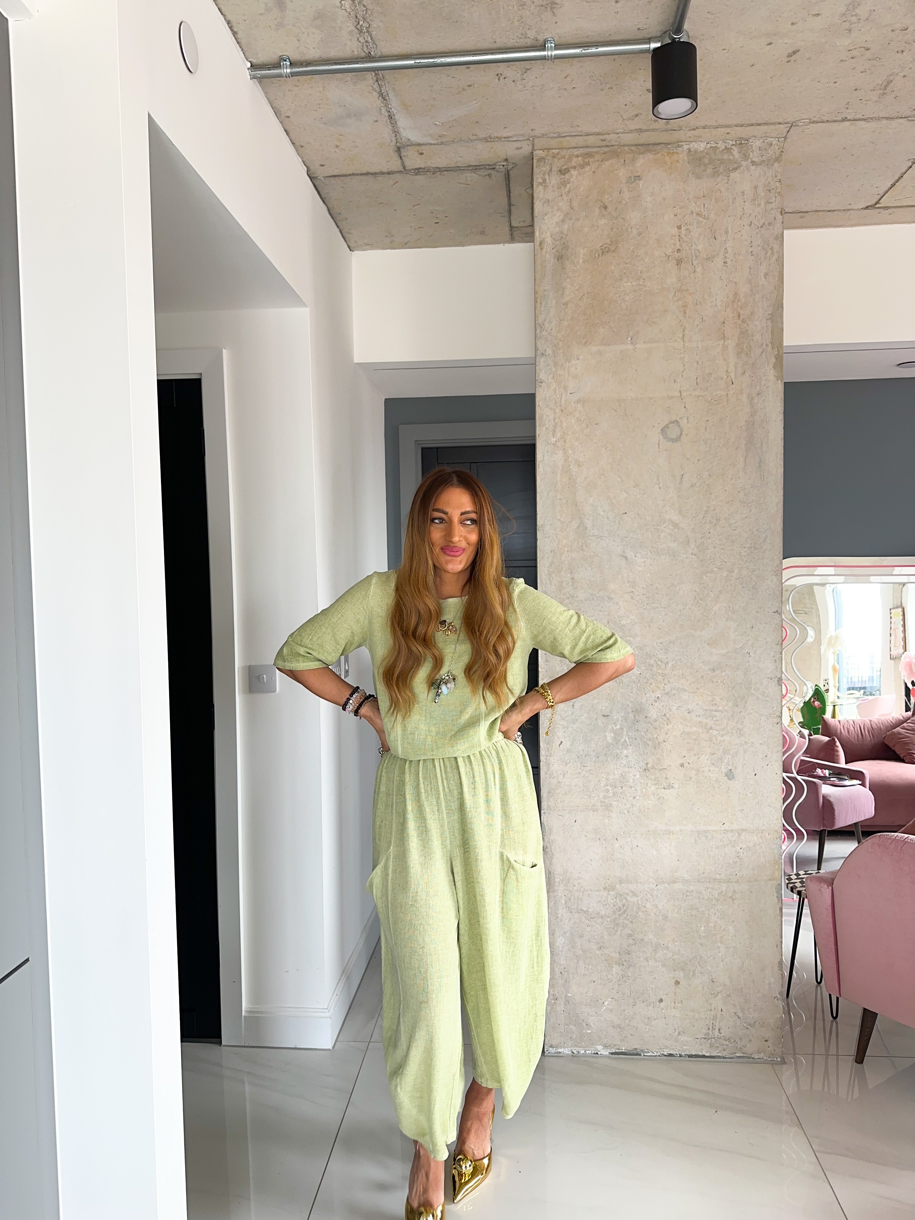 Basic Linen T-Shirt In Candy Green