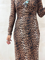 Mesh Midi Dress In Leopard Print