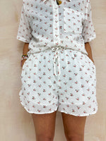 Scattered Floral Floaty Shorts In White