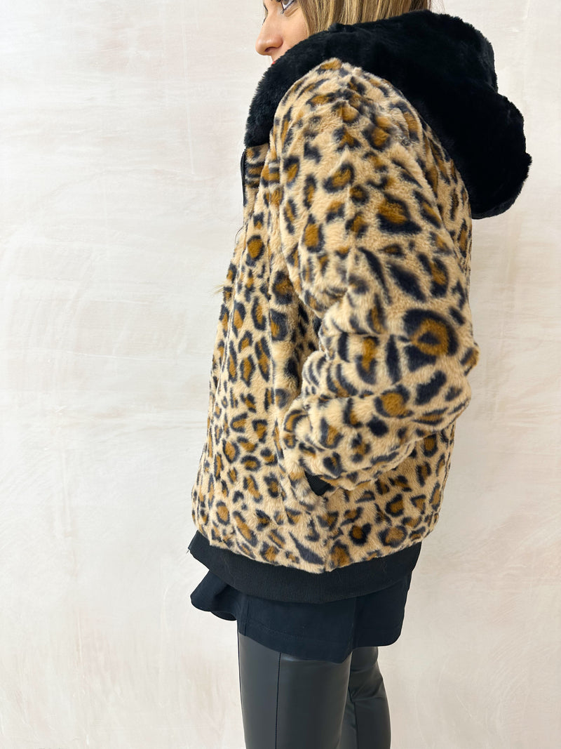 Faux Fur Bomber Jacket In Leopard Print COCO BOO LOVES