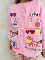 'Candy Shop' Embroidered Cardigan In Pink