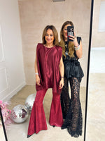 The Moonbeam Lurex Flares In Burgundy Glitter