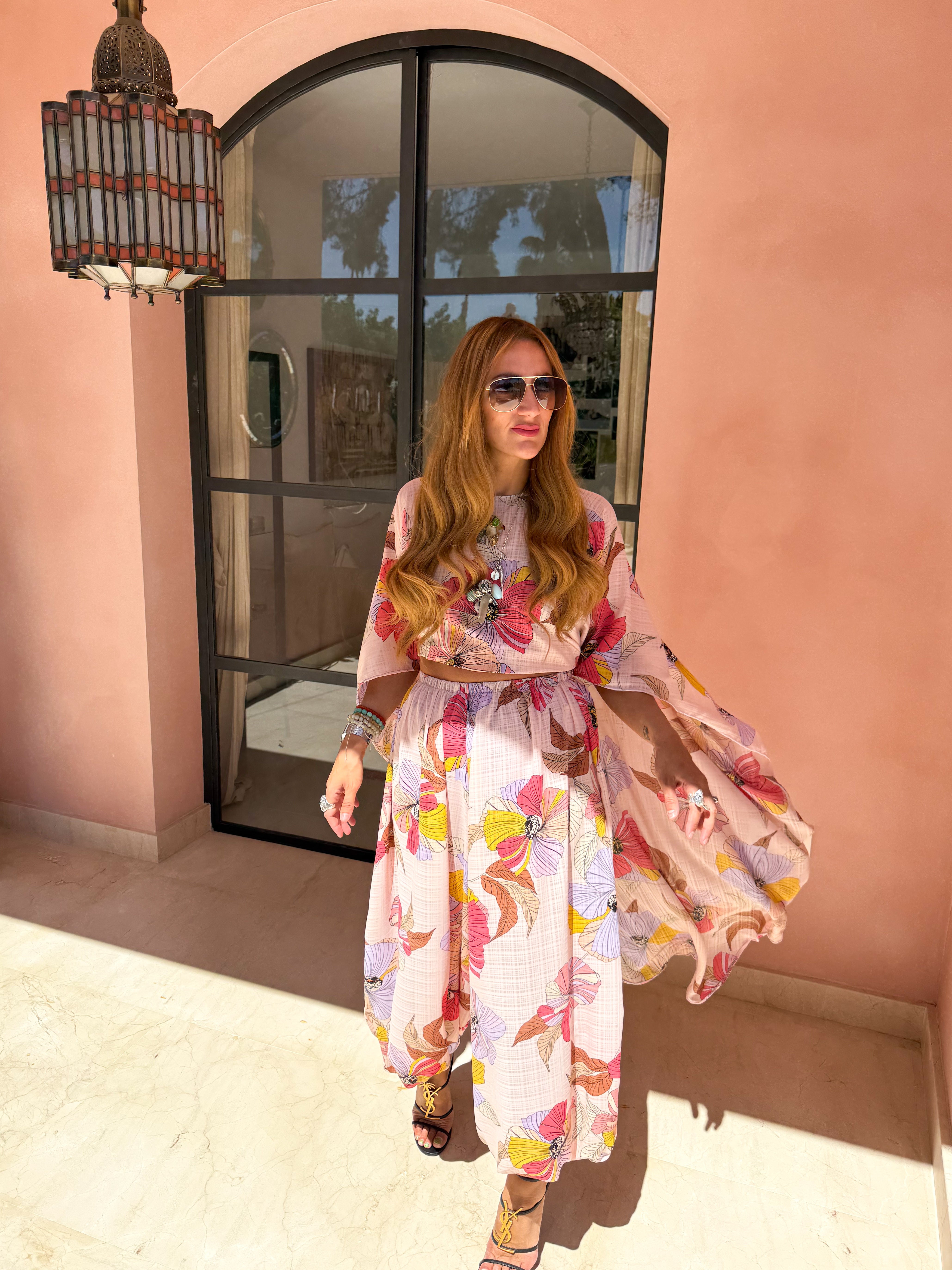 The Jasmine Chiffon Cape Top In Abstract Floral