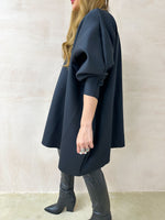 Puff Sleeve Scuba Dress In Black