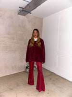 The Moonbeam Lurex Flares In Burgundy Glitter