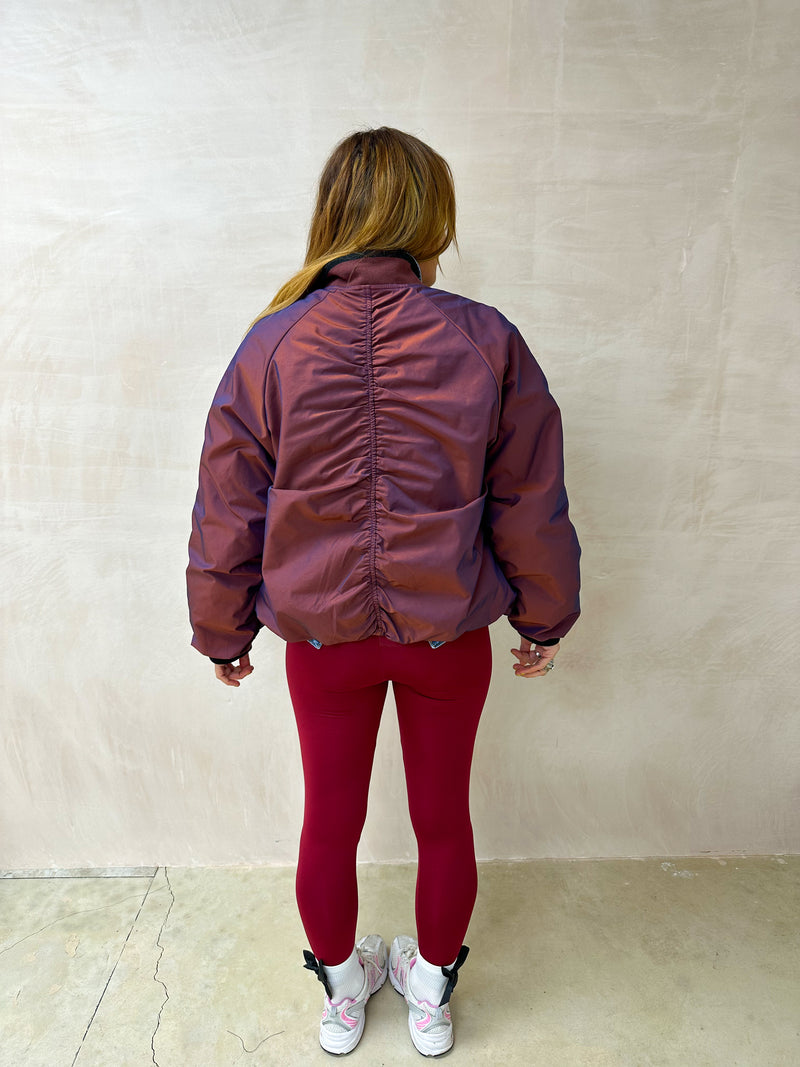 Reversible Bomber Jacket In Leopard Print & Burgundy