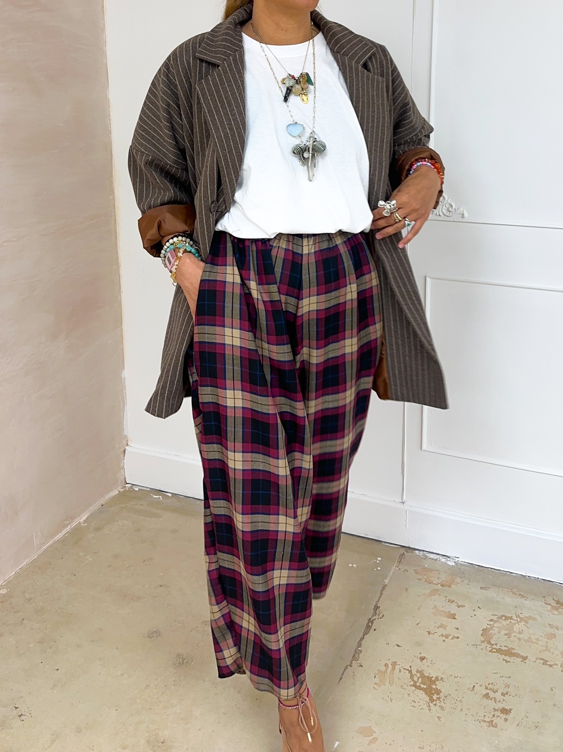 Oversized Blazer/Jacket In Brown Pinstripe