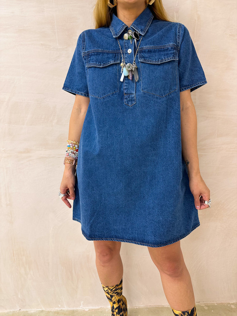 A-Line Denim Mini Dress