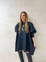 Puff Sleeve Scuba Dress In Black