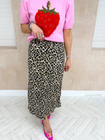 Cord Style Midi Skirt In Leopard Print
