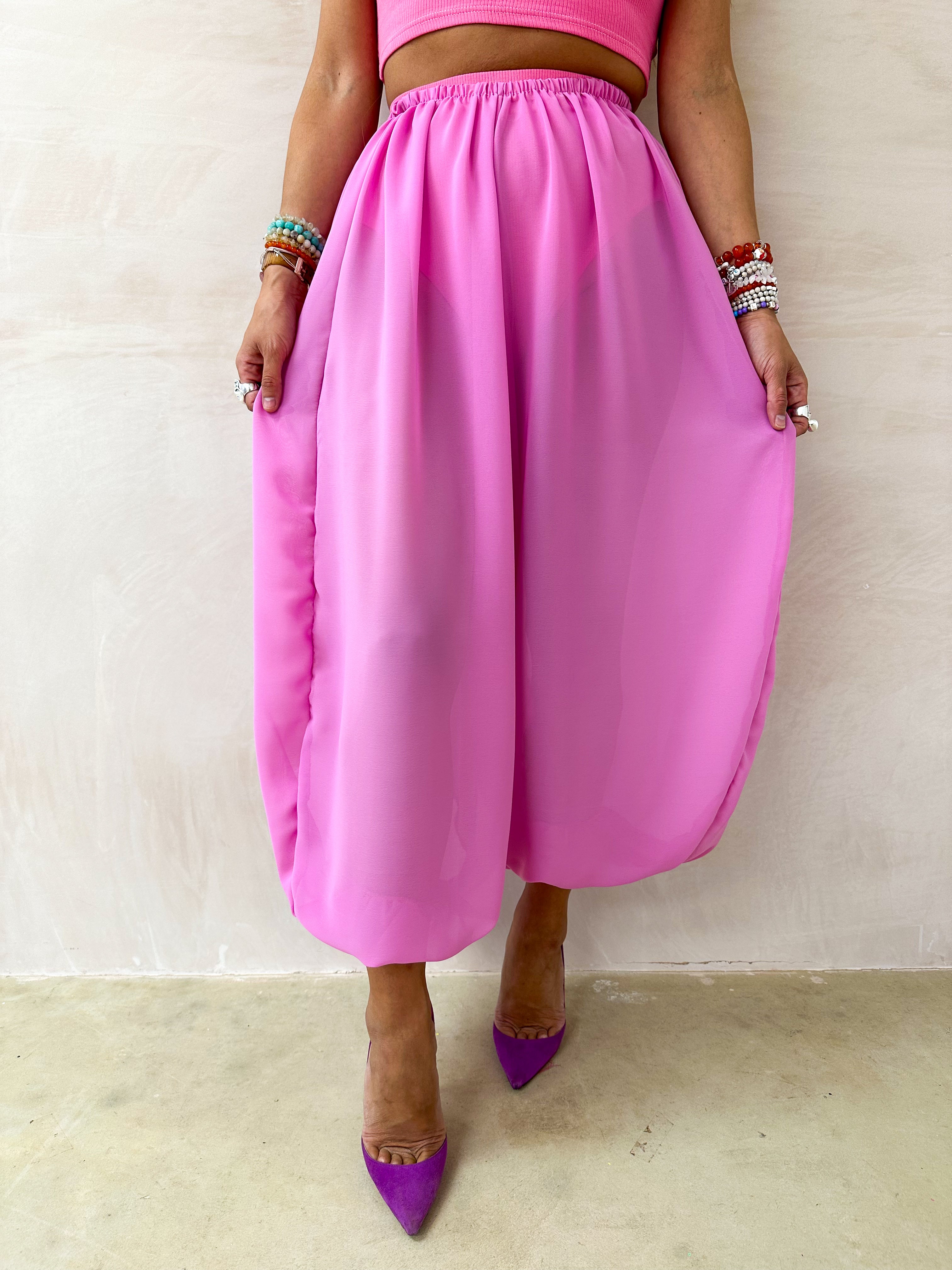The Jasmine Aladdin Trousers In Pink Chiffon