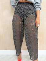 Sweet Dreams Lace Balloon Trousers In Dusty Grey