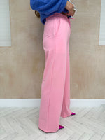 Drawstring Waist Wide Leg High Waisted Joggers In Candy Pink