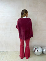 Fluffy Slouch Jumper In Burgundy