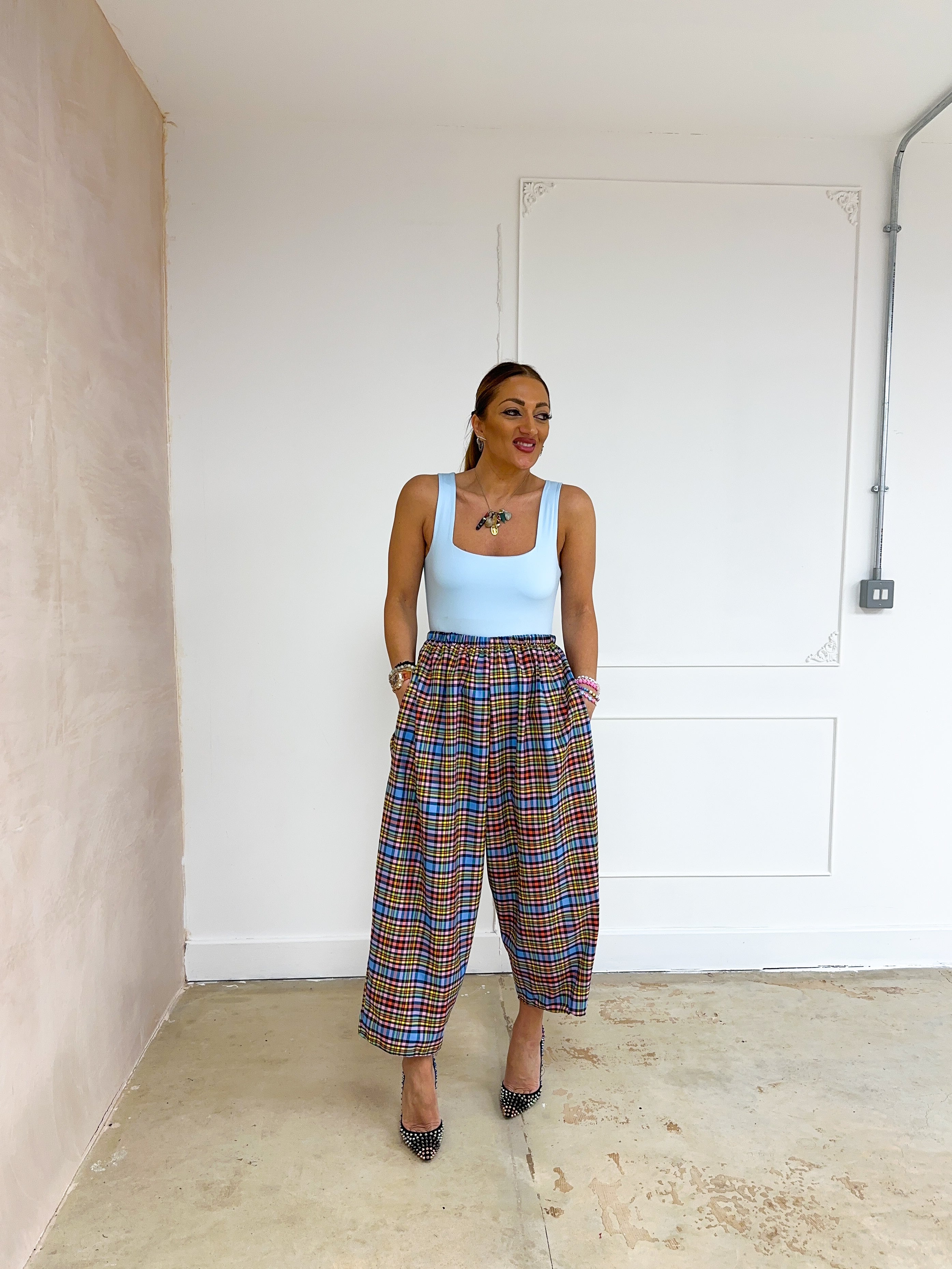 Muse Balloon Trousers In Multi Coloured Tartan