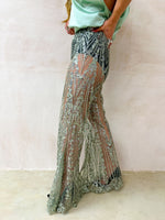 The Midnight Sequin Extreme Flares In Sage Green