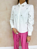 Scattered Jewel Detail Shirt In White