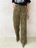 High Waisted Wide Leg Jeans In Leopard Print