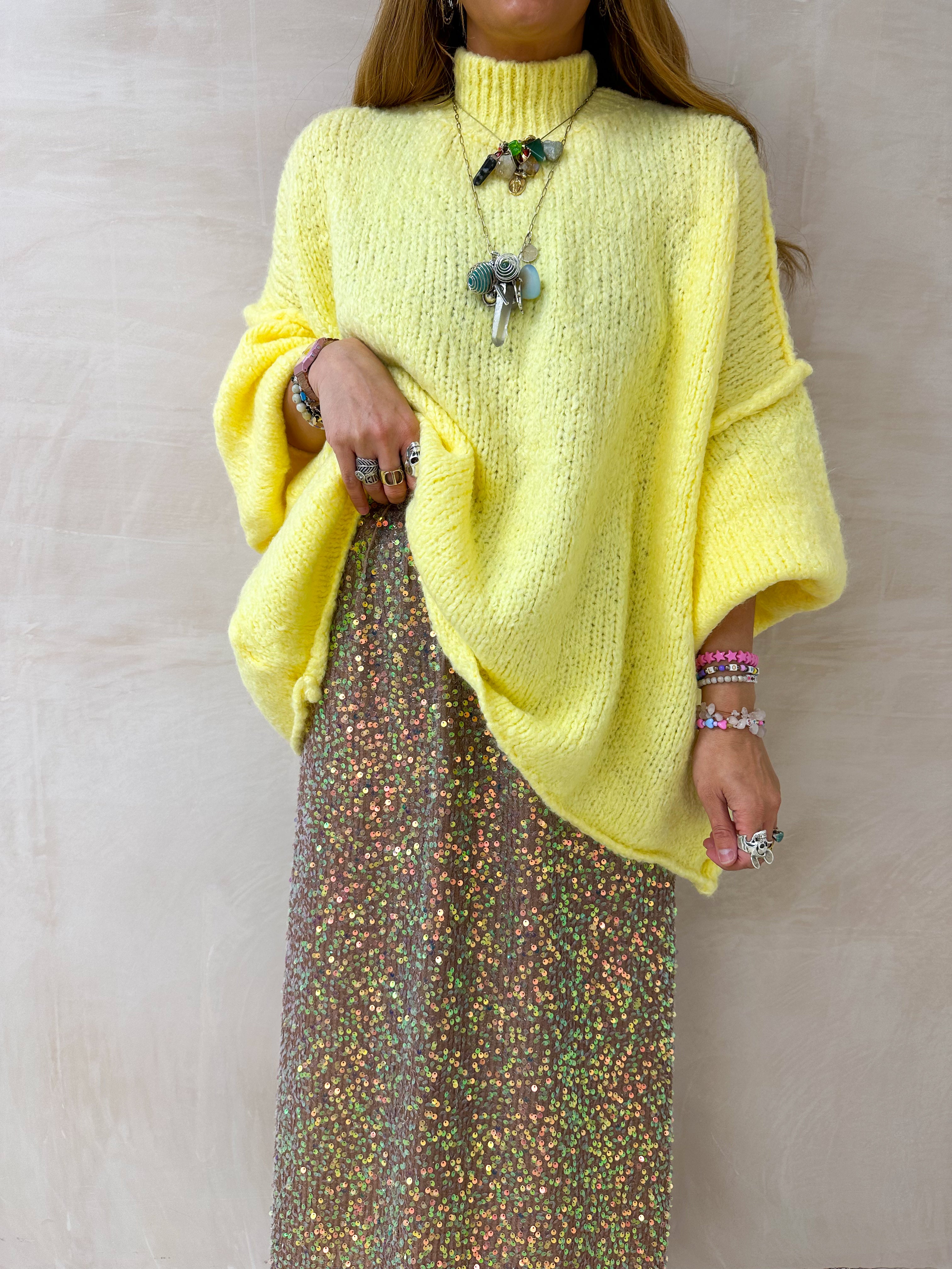 Chunky Knit Oversized Jumper In Yellow