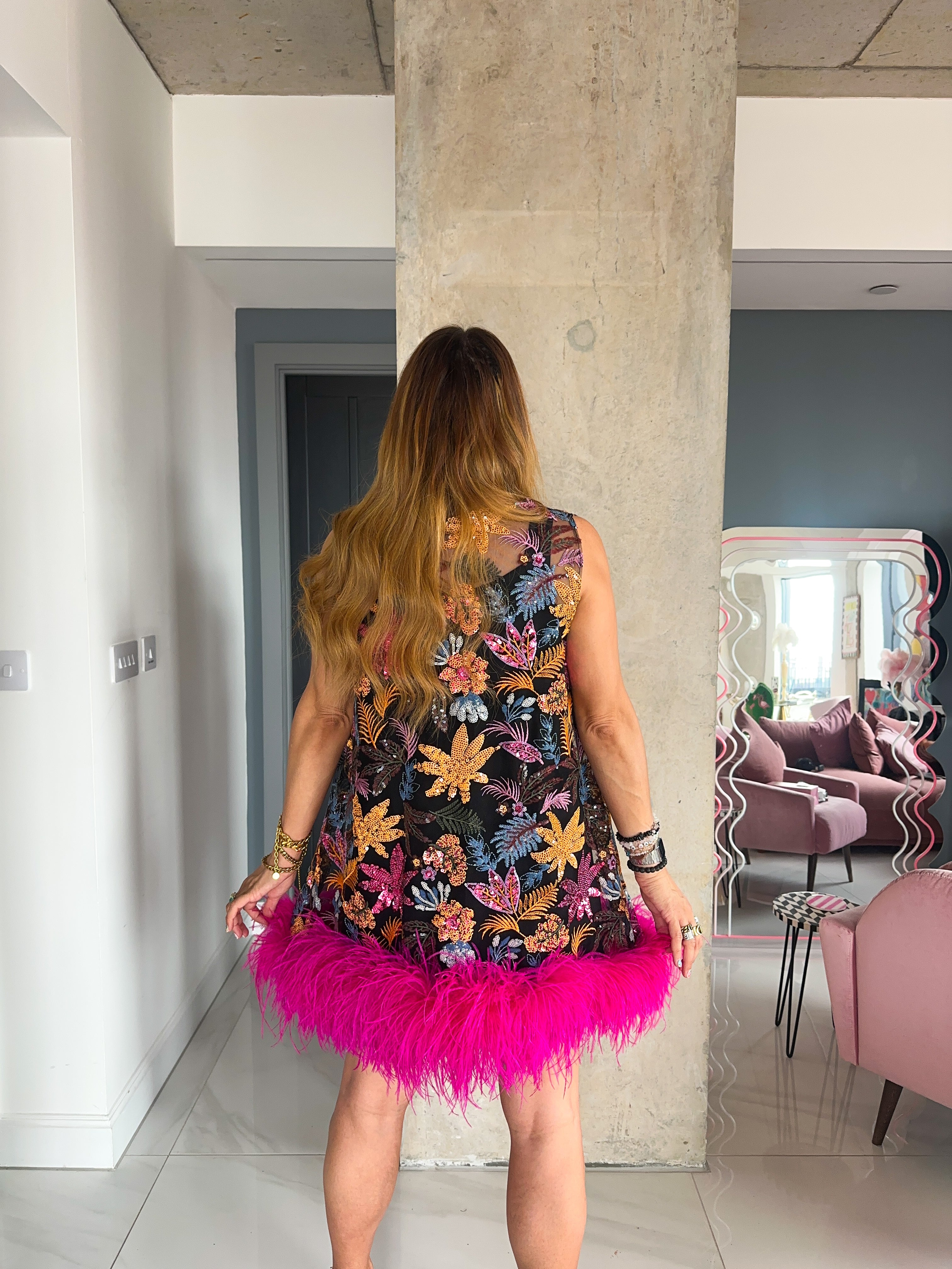 The Flora Sequin Dress In Black