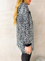 Scattered Sequin Oversized Blazer In Silver