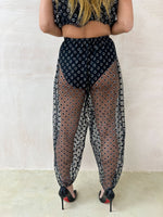 Midnight Disco Balloon Trousers In Black Glitter