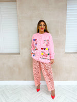 'Candy Shop' Embroidered Cardigan In Pink