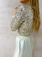 Square Neck Sequin Top In Gold