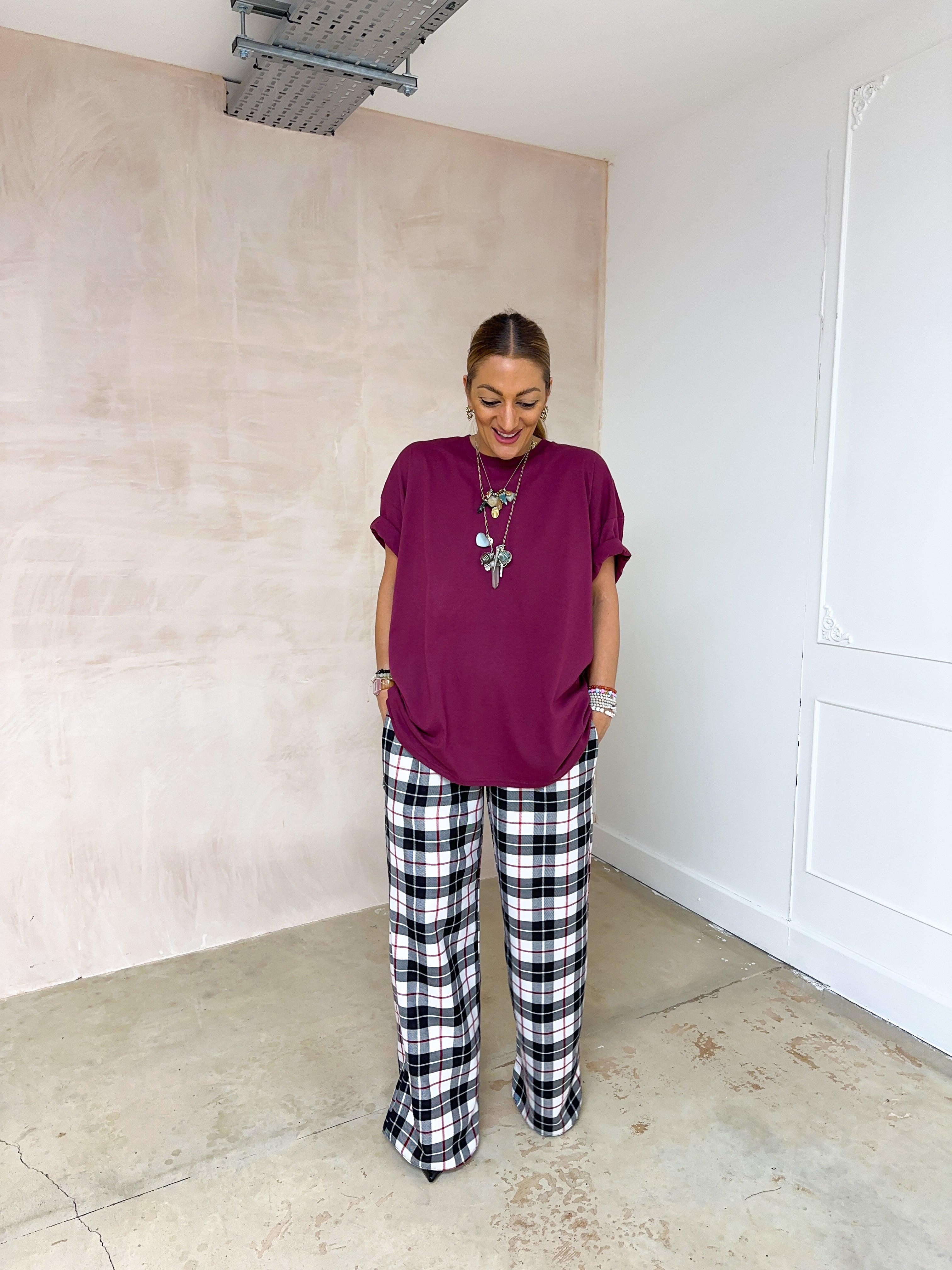 Oversized Basic T-Shirt In Burgundy