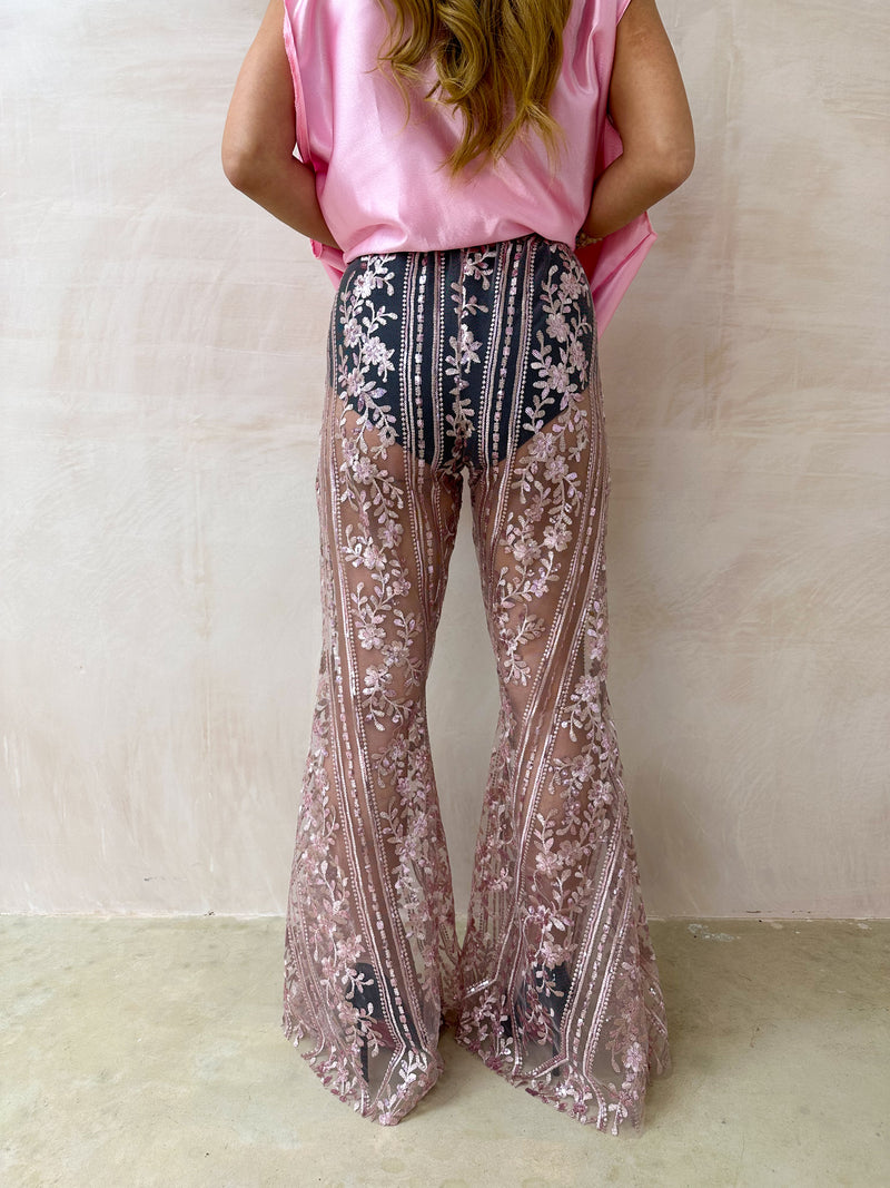 The Midnight Sequin Extreme Flares In Pink