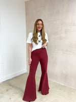 Extreme Flare Sweatshirt Trousers In Burgundy