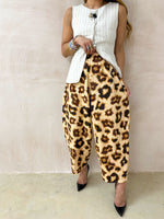 Leopard Print Balloon Trousers In Soft Cotton