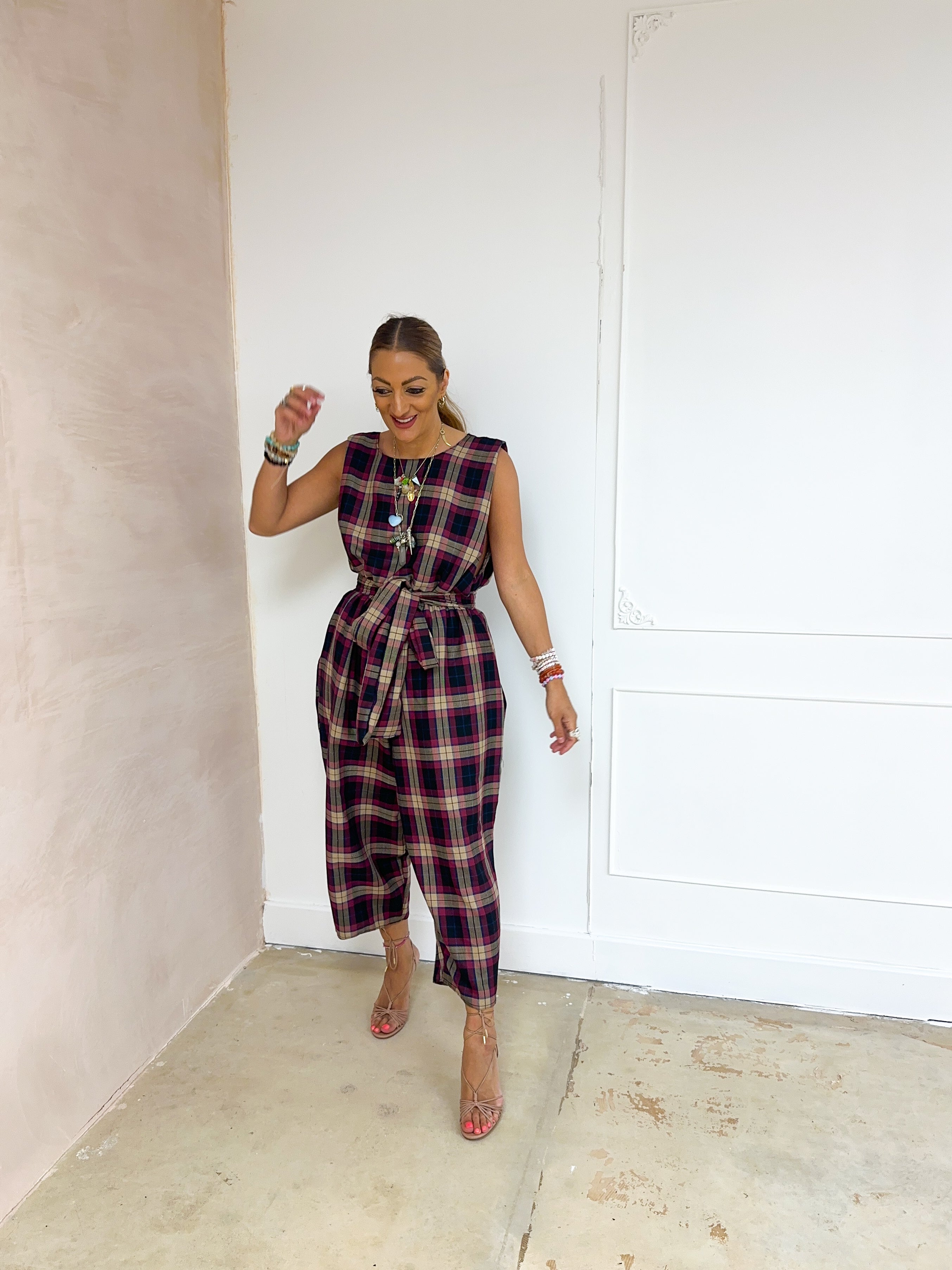 Muse Belted Top/Dress In Purple Tartan