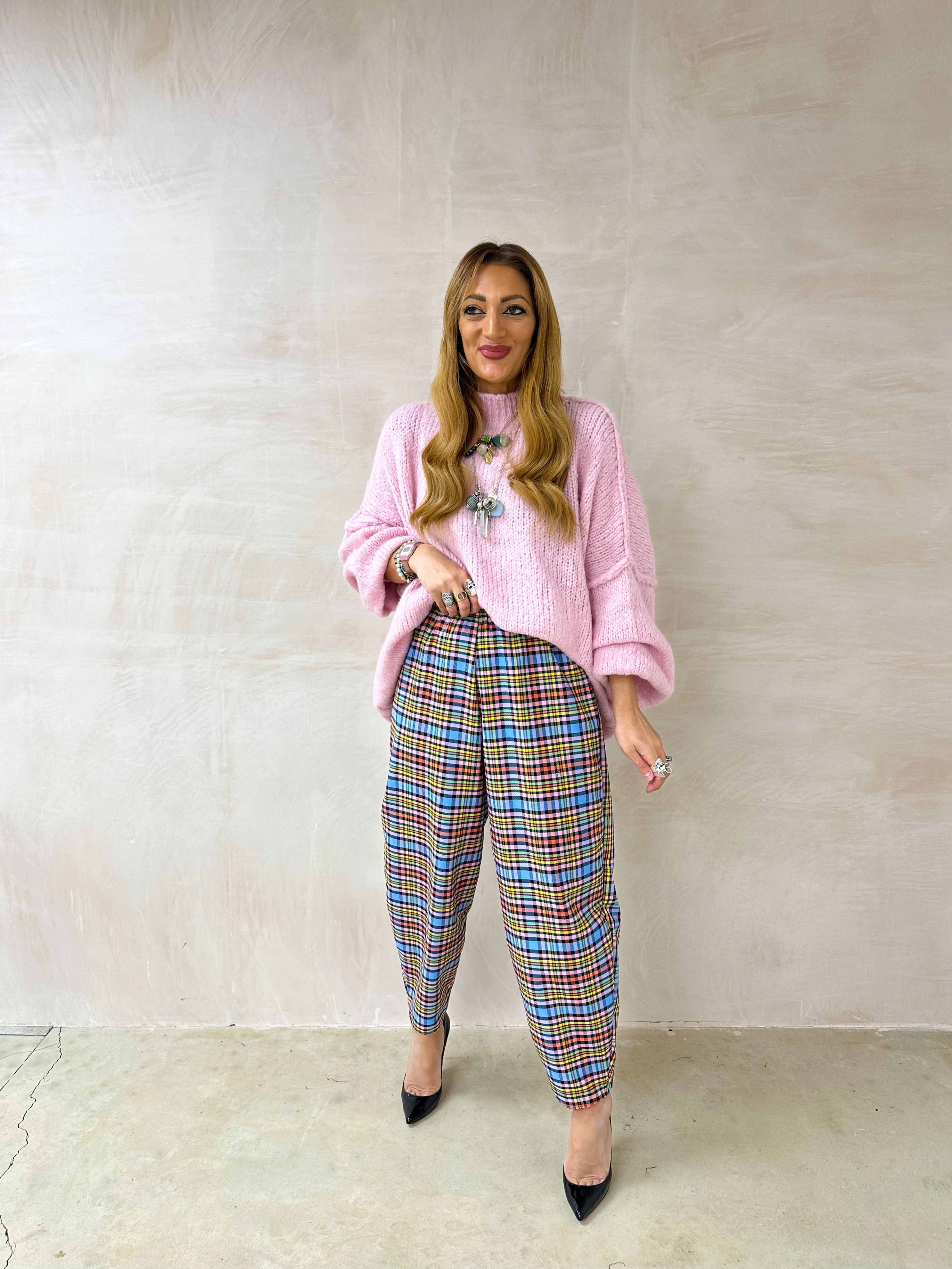 Muse Balloon Trousers In Multi Coloured Tartan