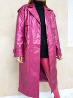 Crocodile Style Trench Coat In Dull Pink Metallic