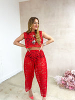 Sweet Dreams Lace Balloon Trousers In Red