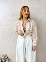 Sequin/Beaded Relaxed Fit Shirt In Rose Gold