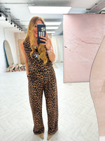 High Waisted Tailored Trousers In Leopard Print