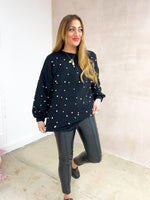 Scattered Pearl Detail Jumper In Faded Black