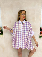 Oversized Gingham Shirt/Dress In Lilac