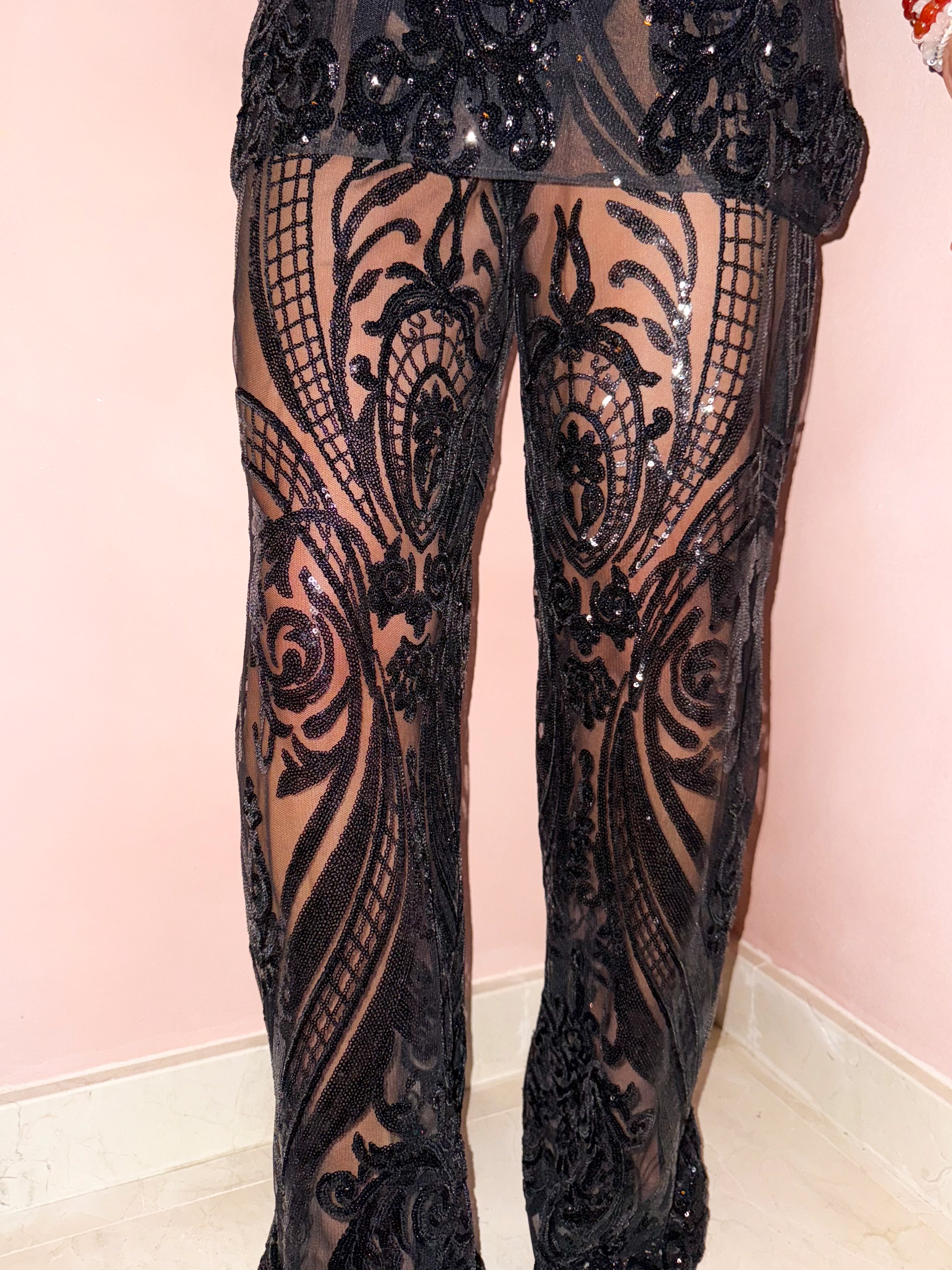 The Solaris Sequin Trousers In Black