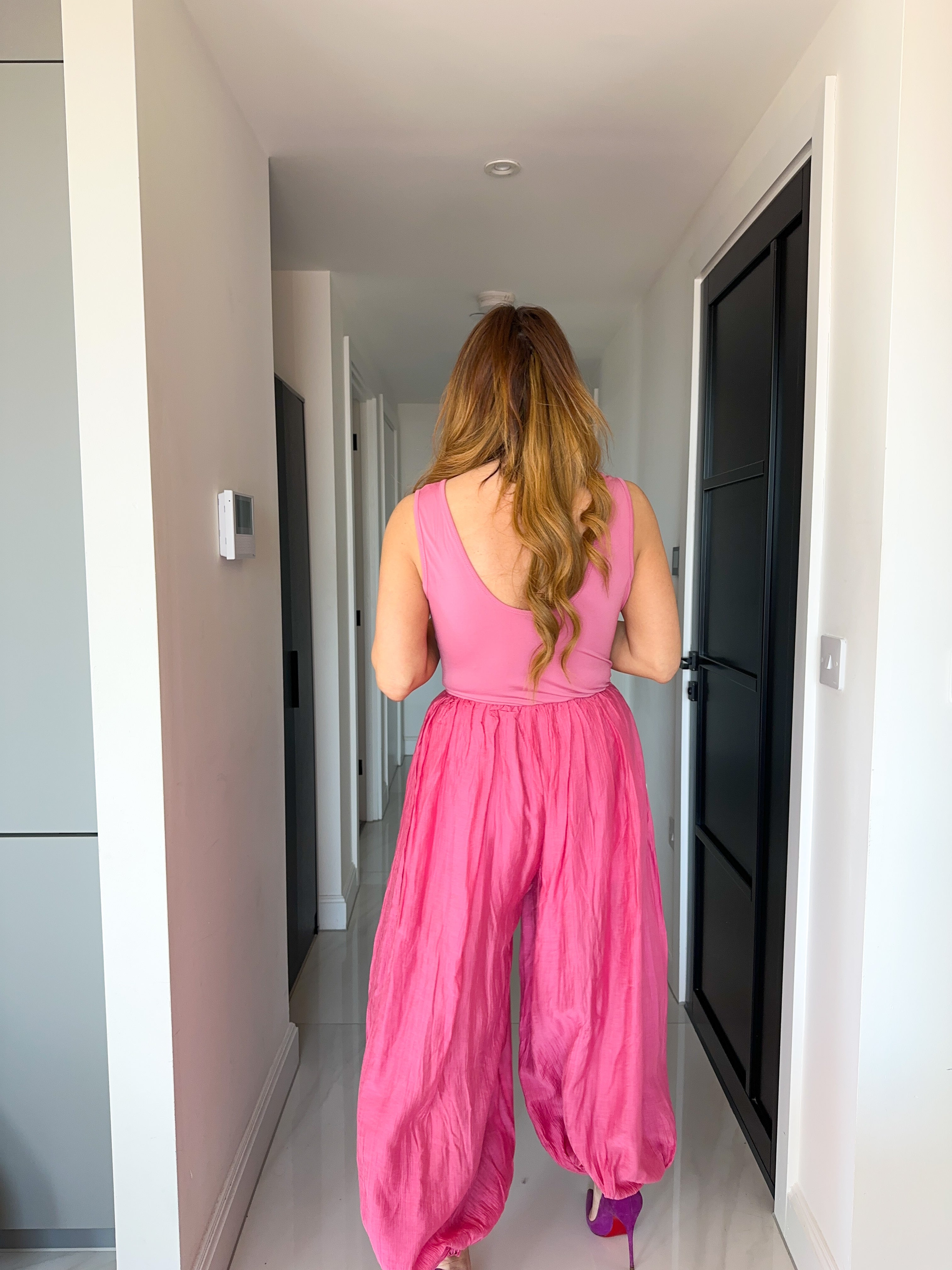 Aladdin Style Jumpsuit In Hot pink